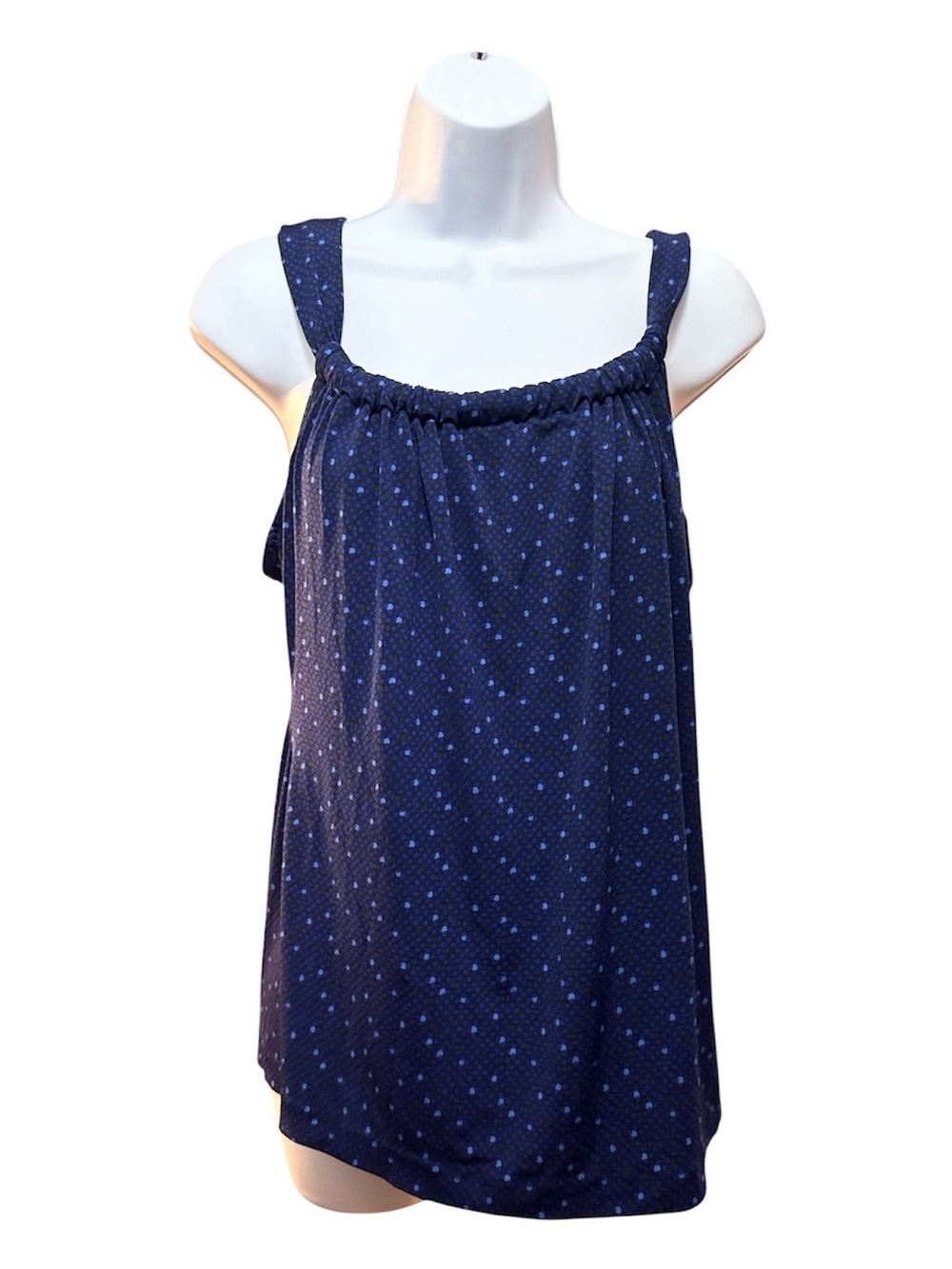 BANANA REPUBLIC Stretch Tank Top Navy with Light Blue Dots Size L Summer Casual